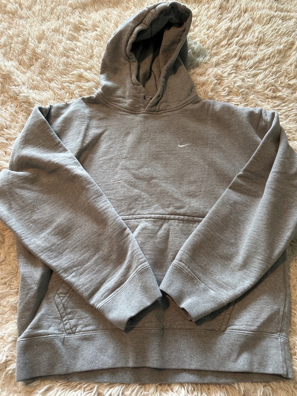 Nike Gray Crewneck Hoodie with Small White Swoosh